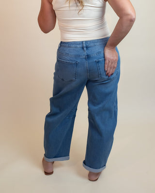 Slouchy Crop Barrel Textured Jeans - Jeans - The Farmhouse