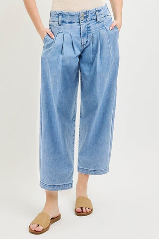Slouchy Crop Pleated Barrel Jeans - Jeans - The Farmhouse