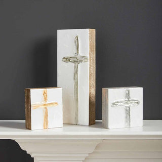 Small Gold Cross Decorative Block - The Farmhouse