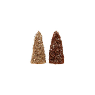 Small glitter grass cone tree for Christmas mantel and shelf displays