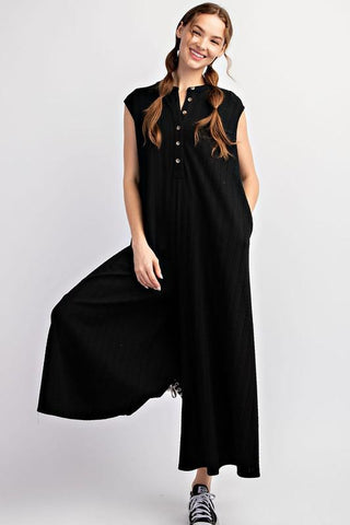 Soft Horizons Textured Flowy Bohemian Jumpsuit - The Farmhouse