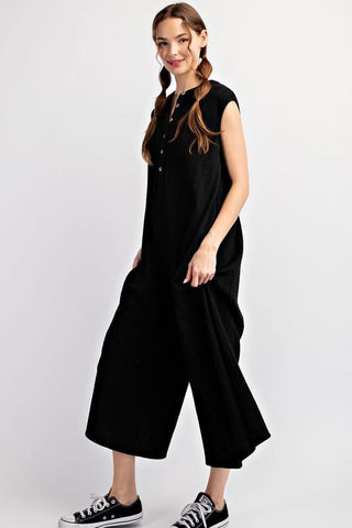 Soft Horizons Textured Flowy Bohemian Jumpsuit - The Farmhouse