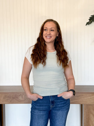 Soft Sage Raglan Rib Top - 100 Casual Tops - The Farmhouse