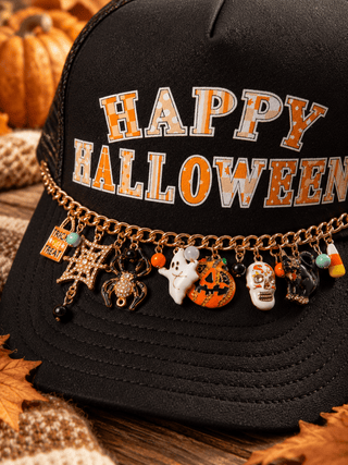 SOUTHERN BLISS Happy Halloween Black Trucker Hat - 260 Fashion Accessories - The Farmhouse