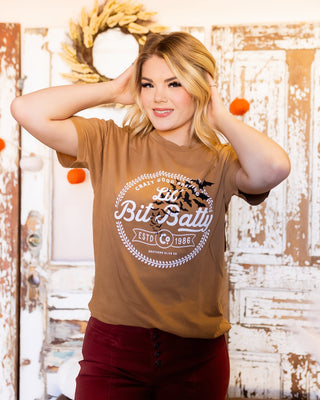 Camel Lil Bit Batty graphic tee in a classic tee silhouette