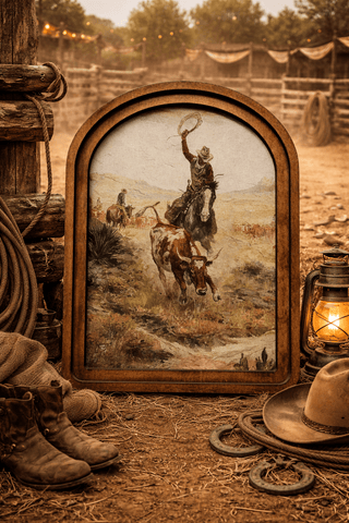Southwest Cowboys 6x8" Arch Framed Art - 420 Home Decor - The Farmhouse