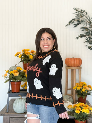 Spooky Ghosts Halloween Sequin Sweater - 140 Sweatshirts + Sweaters - The Farmhouse