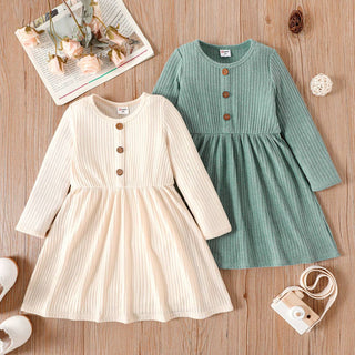 Spring Meadow Ribbed Toddler Dress, Aqua Blue - 310 Kid's - The Farmhouse