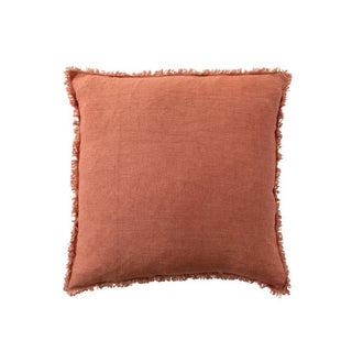 Square Stonewashed Linen Pillow w/ Fringe - The Farmhouse