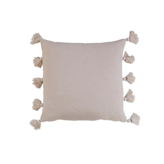 Square Woven Cotton Pillow w/ Embroidery & Tassels - The Farmhouse