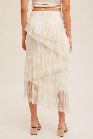 Starlit Embrace Asymmetrical Tiered Lace Skirt - The Farmhouse