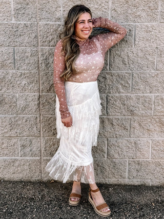 Starlit Embrace Asymmetrical Tiered Lace Skirt - The Farmhouse