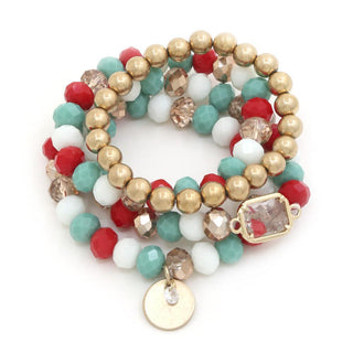 Starlit Glow Metal Christmas Bead Bracelet Set - The Farmhouse