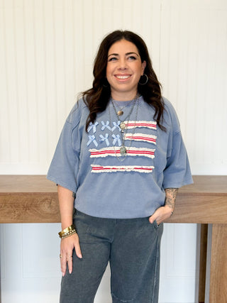 Stars & Softness Terry Flag Pullover - 110 Blouses - The Farmhouse