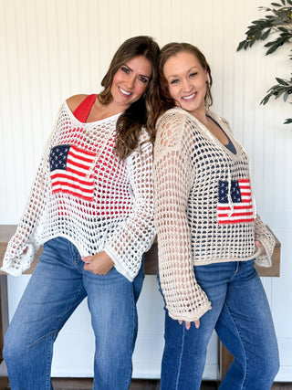 Stars & Stripes Lightweight Hoodie, Beige - 140 Sweatshirts + Sweaters - The Farmhouse