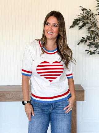 Stars & Stripes Sweetheart Sweater - 110 Blouses - The Farmhouse