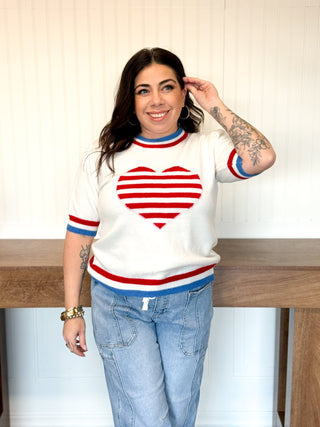 Stars & Stripes Sweetheart Sweater - 110 Blouses - The Farmhouse