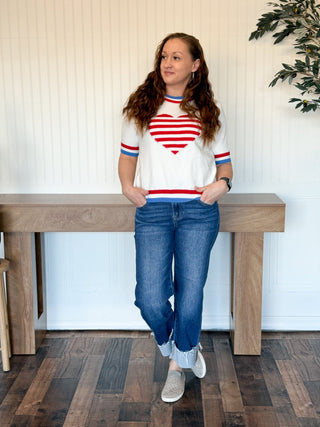 Stars & Stripes Sweetheart Sweater - 110 Blouses - The Farmhouse