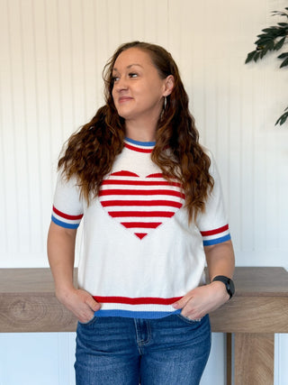Stars & Stripes Sweetheart Sweater - 110 Blouses - The Farmhouse
