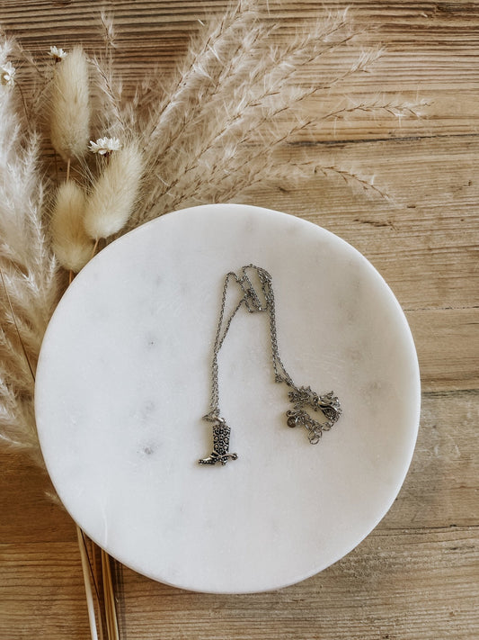 Sterling Silver Cowboy Boot Necklace - The Farmhouse