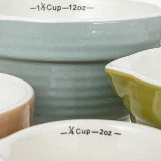 Stoneware Batter Bowl Measuring Cups, 4 Colors, Set of 4 - The Farmhouse