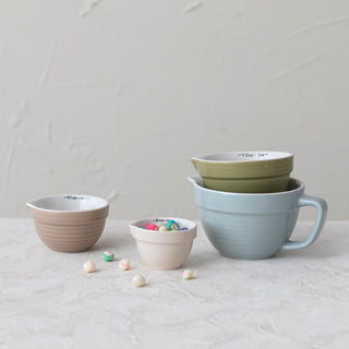 Stoneware Batter Bowl Measuring Cups, 4 Colors, Set of 4 - The Farmhouse