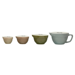 Stoneware Batter Bowl Measuring Cups, 4 Colors, Set of 4 - The Farmhouse