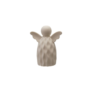 Alternate view of glowing white bisque angel for holiday shelves