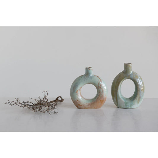 Stoneware CutOut Vase with Glaze - Circle - The Farmhouse