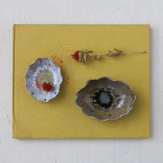 Stoneware Fluted Bowl w/ Gold Electroplated Dots & Edge - 440 Kitchen + Tabletop - The Farmhouse