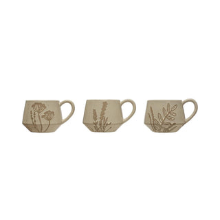Stoneware Mug with Wax Relief Botanical Image - Palm - 440 Kitchen + Tabletop - The Farmhouse