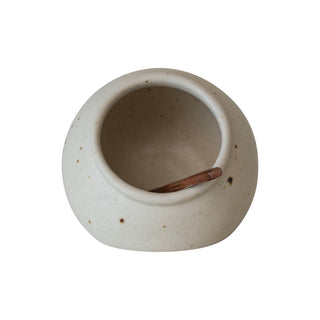 Stoneware Spice Jar W/ Mango Wood Spoon - The Farmhouse