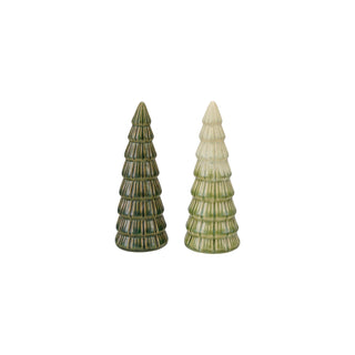 Large stoneware tree with reactive glaze and ribbed ceramic texture