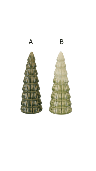 Alternate view of large reactive glaze stoneware tree with ribbed texture