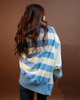 Striped Colorblock Terry Pocket Sweatshirt, Blue & White - 140 Sweatshirts + Sweaters - The Farmhouse