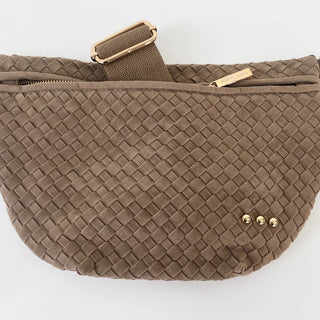 Suede Westlyn Woven Bum Bag, Taupe