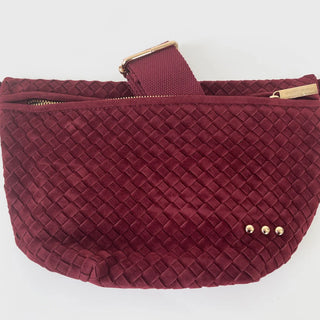 Suede Westlyn Woven Bum Bag, Burgundy