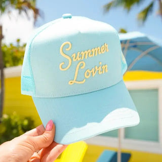 Summer Lovin - Baby Blue Canvas Trucker Hat - 260 Fashion Accessories - The Farmhouse