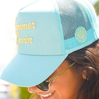 Summer Lovin - Baby Blue Canvas Trucker Hat - 260 Fashion Accessories - The Farmhouse