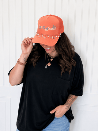 Sun Sea Sand Coral Trucker - 260 Fashion Accessories - The Farmhouse