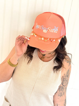 Sun Sea Sand Coral Trucker - 260 Fashion Accessories - The Farmhouse