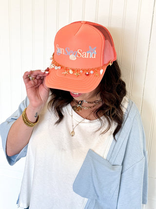 Sun Sea Sand Coral Trucker - 260 Fashion Accessories - The Farmhouse