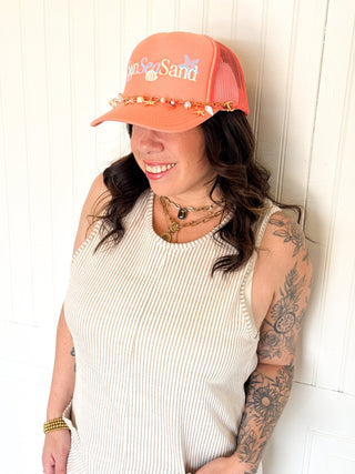 Sun Sea Sand Coral Trucker - 260 Fashion Accessories - The Farmhouse