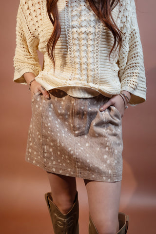 Sunday Edition reindeer crossing A-line skirt, a playful festive holiday skirt