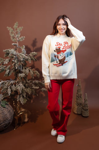 Alternate view of Ski Ya Later sweater with relaxed fit and drop shoulders