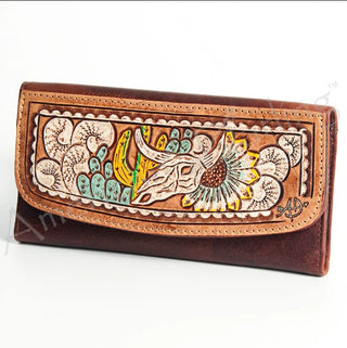 Sunflower Bullhead Genuine Western Leather Wallet - The Farmhouse