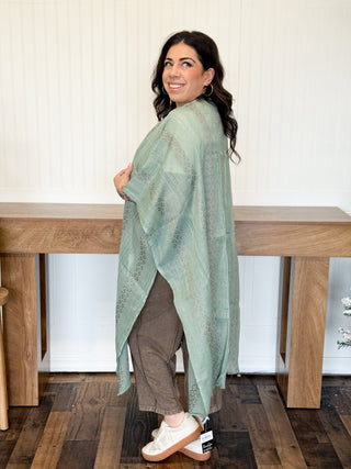 Sunset Trail Woven Tribal Kimono One Size, Sage - 150 Kimonos + Cardigans - The Farmhouse