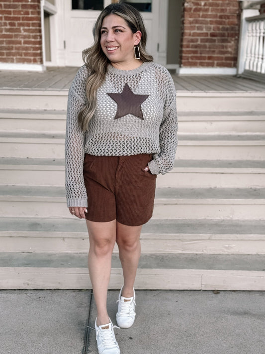 Sweet Maple Studded Detail Pockets Corduroy Shorts - The Farmhouse