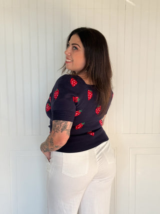 Sweet Strawberry Puff Sleeve Top - 110 Blouses - The Farmhouse