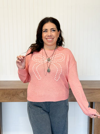 Sweetly Stitched Bow Sweater - 140 Sweatshirts + Sweaters - The Farmhouse